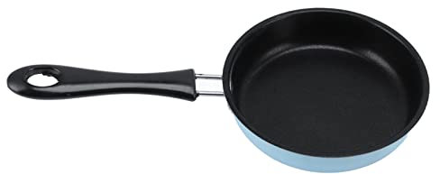 Mini Frying Pan, Stainless Steel Prevent Stick Induction Kitchen Cooker Pot Round Breakfast Small Fry Egg Pan with Long Handle 12cm (Blue)