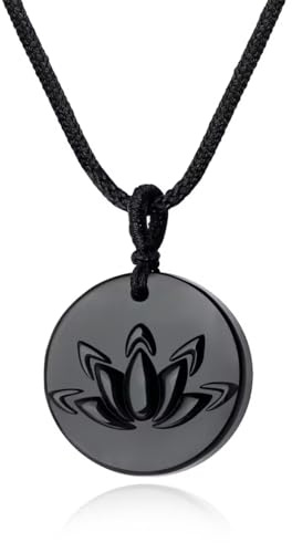 COAI Obsidian Lotus Blume Anhänger Halskette für Herren und Damen