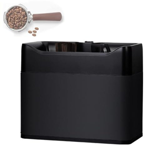QUTBAG Automatic Portafilter Cleaning Machine, 340RPM Electric Coffee Grounds Cleaner with 2 Scrapers & 1 Brush Head, Espresso Knock Box for Home Cafe Restaurant A