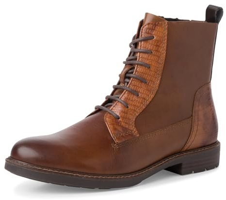 MARCO TOZZI Damen Stiefeletten zum Schnüren mit Lederanteil Elegant, Braun (Cognac Comb), 39 EU