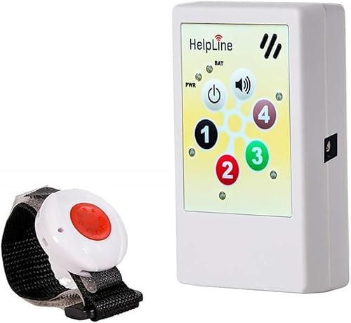 Helpline 2.0: Tragbarer Hausnotruf mit Notruf Sender für die häusliche Pflege, Pflegeruf Set mit Armbandsender