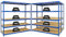 PROREGAL Mega Deal 3er-Set Schwerlastregal Giant Elephant 180x180x60cm mit 5 Ebenen Fachlast 200kg Blau, Kellerregal, Steckregal, Garagenregal, Lagerregal