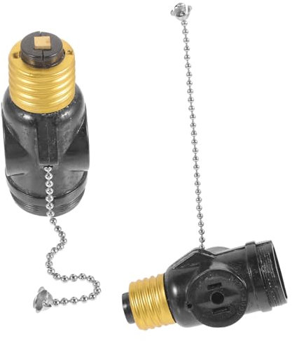 DOITOOL Two Outlet Lamp Bases Pull Chain E26 Socket Adapter Made of Bakelite for Durability