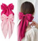 YOCDNOV 2 pièces épingle à cheveux – Grands nœuds à cheveux en satin, pinces crocodile à longue queue, grand nœud à cheveux pour filles, accessoires pour cheveux pour fête de Noël(rose + rose rouge)