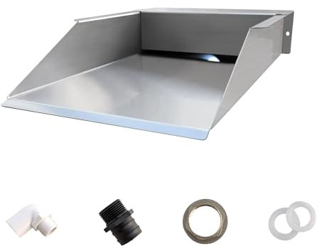 E-ANG.W Wasserfall Bachlaufelement Set aus Edelstahl,Wasserfall Fontäne mit Zubehö Wassereinlauf,Garten Wasserfall DIY Brunnen für Garten Hof Terrasse Teichbecken Springbrunnen Balkon(40cm)