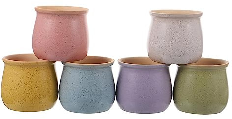 KITANDOVE 6 Pièces Pot De Fleur De Macaron Petits Pots De Fleurs Robot Nettoyeur De Piscine Pots D'intérieur pour Plantes Vases Colorés Pots De Fleurs en Argile Planteur Succulent Céramique