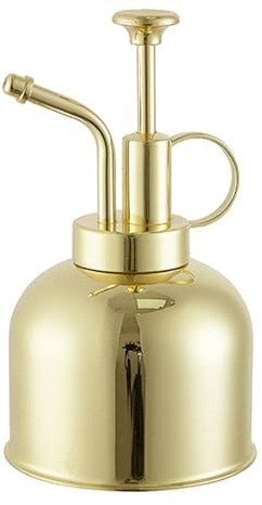 Namvo 300 ml Pflanzensprühflasche, Pflanzensprüher aus Metall und Edelstahl, kleine Gießkanne mit Pumpe Oben für Sukkulenten im Innenbereich, Gold