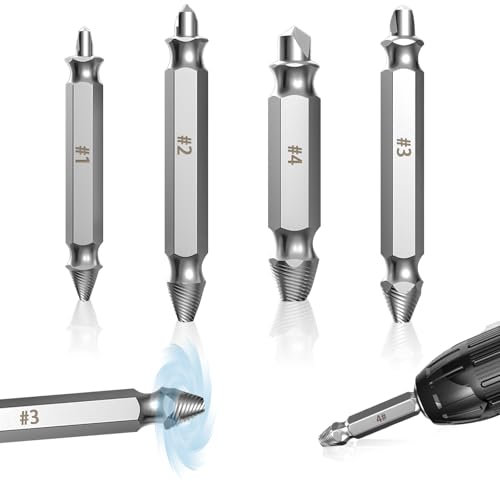 4 x Schraubenausdreher Set Linksausdreher Set Profi, Schrauben Ausdreher Set, Schrauben Ausdrehwerkzeug, Linksbohrer Linksdreher Set, Schraubenentferner zum Entfernen Beschädigter Schrauben Muttern