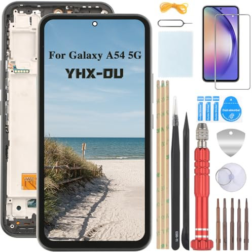 YHX-OU Pantalla con Marco para Samsung Galaxy A54 5G SM-A546B LCD Pantalla Samsung Galaxy A54 5G Pantalla Táctil Digitalizador de Cristal con Herramientas + 1 Protector de Pantalla