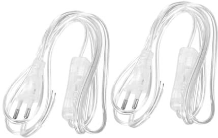 NULYLU 2piezas Cable De Alimentación Transparente Con Interruptor Lámpara De Escritorio Enchufe Redondo Original Eu Práctico y Seguro Para Oficinas y Dormitorios