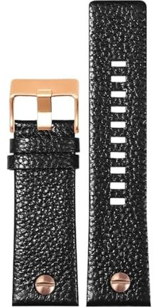MHYATIO Compatible avec Diesel DZ7257 DZ4323 DZ7348 DZ7313 DZ7312 DZ7350 Bracelet de montre en cuir véritable for hommes, grand cadran riveté en cuir de vache(Black rose gold,28mm)