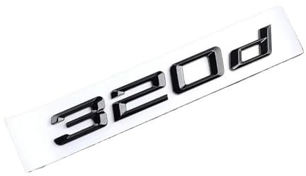 ERAKAFZTTK 3D ABS Chrom Matt Schwarz 320d Logo Emblem Auto Hinten Stamm Buchstaben Aufkleber Fit for BMW 320d E46 E90 E92 f30 F31 G20 Auto Zubehör(Glossy Black)