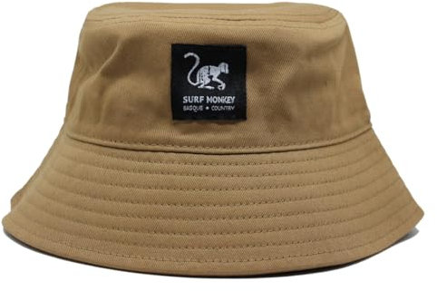 Surf Monkey Bucket Hat Gorro de Pescador Hombre/Mujer sin Cuerda - 100% algodón (FR/ES, Letras, L, XL, Marron)