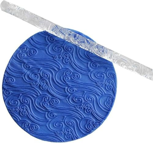 1 x klares Prägeholz aus Acryl, transparent, Meereswellen-Effekt, Textur, Kuchendekoration, Backwerkzeug, Zubehör