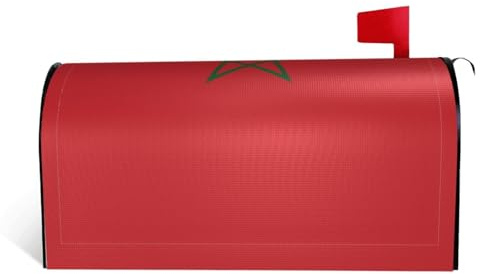 Drapeau du Maroc - Housse de boîte aux lettres en tissu imperméable avec une impression sur un côté et une ouverture incurvée sur un côté.