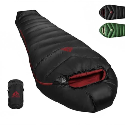 BUERTS Down Sleeping Bag Winter All-Season Sleeping Bag Outdoor Suitable for Adults and Children Outdoor Camping Hiking with Compression Bag.(5℃, Black)
