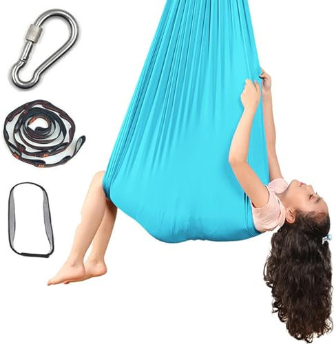 Balançoire sensorielle d'intérieur for Enfants - Jouets sensoriels - Livrée avec du matériel Robuste et Un Tissu en Nylon Doux for Un Effet apaisant(Sky Blue)
