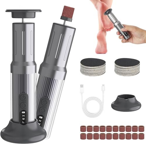 Limador Eléctrico de Callosidades 2 en 1 - Exfoliador Eléctrico Recargable para Pies con 6 Velocidades Ajustables - Para Talones Agrietados, Durezas y Piel Muerta Electric Foot File