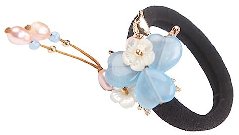 ELAYARD 1pc Chalcedony Petal Headdress Elegant Hair Accessory for Parties Antique Band Shell Flower Ornament Elastic Ponytail Holder for Women