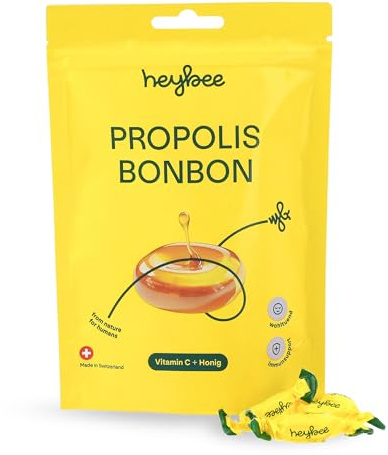 heybee® Propolis-Bonbons (1x 65g) – wohltuende Lutschbonbons zur Unterstützung von Hals, Rachen & Immunsystem, mit Honig und Vitamin C, für Kinder ab einem Jahr und Erwachsene
