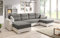 Generisch Clara U-Form Wohnlandschaft mit Schlaffunktion Couchgarnitur Sofa in Kunstleder oder Stoff schwarz grau (Clara_U_ek26/berlin01)