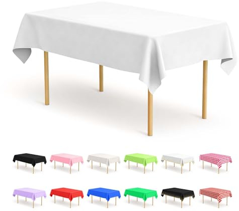 BOUBONI 4 Stück Weiß Einweg Tischdecken 137 x 274 cm Rechteckige Party Tischdecke Geeignet für Hochzeiten Catering Outdoor und Themenveranstaltungen