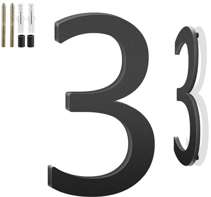 4 Inch Floating House Numbers and Metal Letters for Outdoor Signs, House Numbers for Outside, Aluminum Address Letters and Numbers for Door, Mailbox, Garden, Perfect for Home or Office (Number 3)