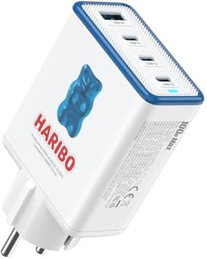 HARIBO 100W USB C Ladegerät 4-Port Netzteil USB-C Schnellladegerät PD PPS | für MacBook Pro/Air,iPhone 17/16 Pro, Galaxy S26/S25, für HP/Lenovo/Acer/Lpatop, Sicherheit Stecker mit Erdung, Blau