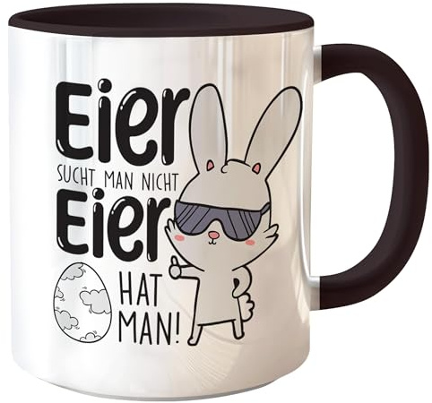 hoppala Ostertasse – Lustige Geschenkidee für Männer Frauen Erwachsene mit Spruch Kaffeetasse, Teetasse Ostergeschenk, Keramik 325 ml