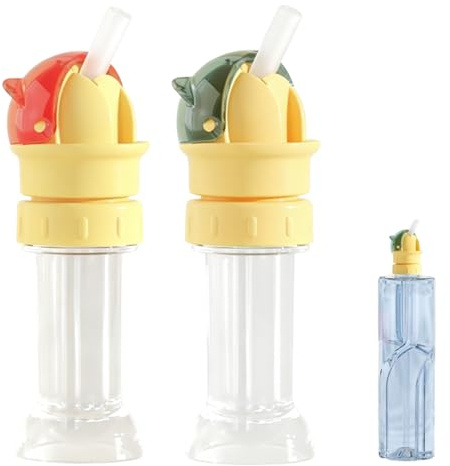 BRTNUP 2Pcs Water Bottle Topper for Kids, Reusable Water Bottle Top Adapter | 2-in-1 Straw Bottle Lid, Reusable Beverage Water Bottle Straw Lid, Silicone Water Bottle Spout Conversion Cap with Straw