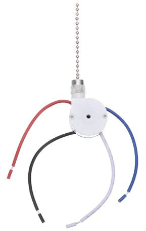 Interruttore a Catenella per Ventilatore da Soffitto, 3 Velocità, 4 Fili | Ricambio con Comando a Catenella, Controllo della Velocità, Installazione Semplice, per Lampade da Parete