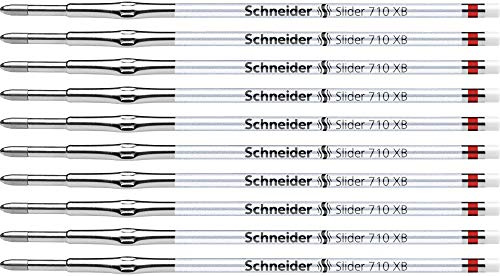 Schneider 171002 Slider 710 Ballpoint Pen Refill ViscoGlide Technology Line Width XB Pack of 10 Red