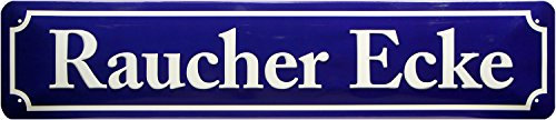 Raucher Ecke - Straßenschild geprägt Deko Blechschild 46 x 10 cm Blech STRG05