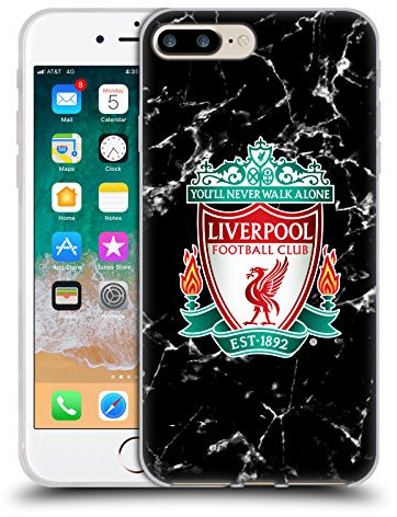 Head Case Designs Officially Licensed Liverpool Football Club Black Crest Marble Soft Gel Case Compatible With Apple iPhone 7 Plus/iPhone 8 Plus
