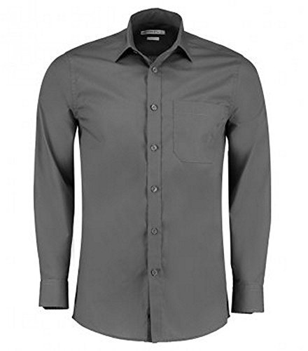 Kustom Kit Mens Long Sleeve Tailored Poplin Shirt (16) (Graphite)