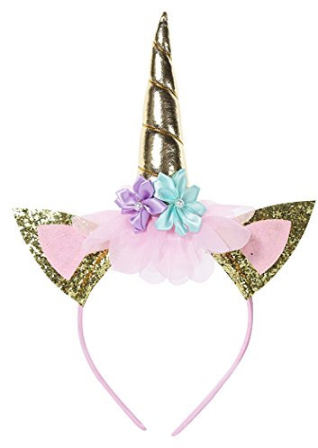 dressfan Einhorn Stirnband Frauen Mädchen Blume Party Geburtstag Stirnbänder Headwear Cosplay Kostüm