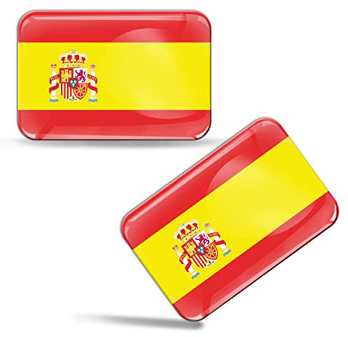 Biomar Labs® 2 x Aufkleber 3D Gel Silikon Stickers Spanien Spain Spanische Flagge Fahne Flag Auto Motorrad Fahrrad Fenster Tür PC Handy Tablet Laptop F 31