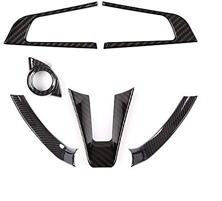 DIYUCAR Adesivi in fibra di carbonio ABS, decorazione per volante auto, per Giulia Stelvio 2017-2019, confezione da 6