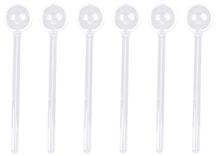 BESTonZON 6 stücke Langen Griff Glas löffel Teelöffel Kaffeelöffel Klare Rührlöffel Geschirr zum Mischen von Milch Tee Dessert Hause Küche 11,5 cm