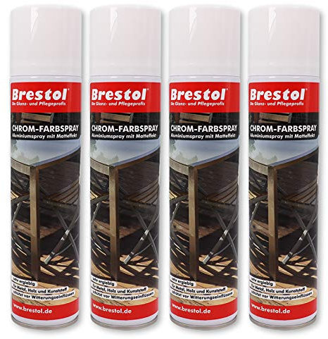 Spray de pintura cromada 4 x 400 ml (7547.4) – Spray de aluminio con efecto mate – BRESTOL