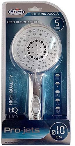 Maury's Soffione Doccia Multifunzione 5 Funzioni 10 Cm con Bloccaggio