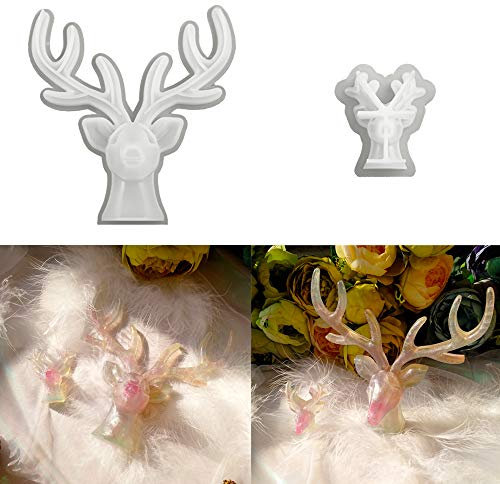 VERTTEE 2 Stück DIY Silikonformen Hirsch Epoxid-Formen für die Herstellung von Ohrringständern, Ständern und Schmuck-Organizer, Harzformen für Ornamente Dekoration