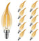 MZYOYO E14 LED Kerze Lampe,E14 4W Classic Kerzenform Filament,E14 Filament Fadenlampe,2700K Warmweiß,ersetzt 35 Watt,nicht dimmbar,Amber Glas,10 Stück