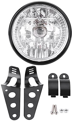 7-Zoll Motorrad Hauptscheinwerfer, 12V 35W Universeller Runder Motorrad Scheinwerfer Motorradblinker mit Halterungen für Motorrad ATV Elektromotorrad