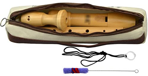 Flûtes à Bec Flûte À Bec Bois Baroque Alto Baroque Adulte À 3 Segments,Flûte 8 Trous Détachable en Érable F Allemand,avec Sac Rangement,Bâton Nettoyage Et Lanière