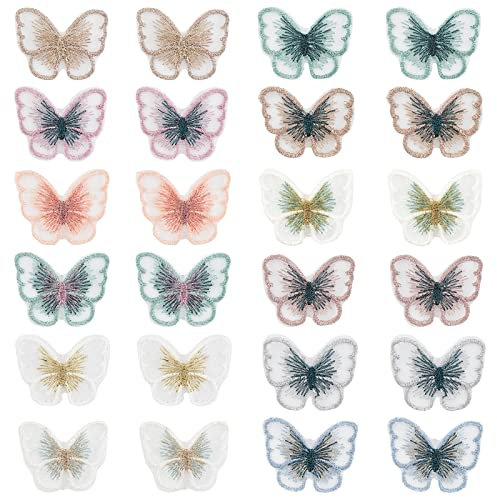 NBEADS 72 Stück Spitzenpatches, 12 Farben Schmetterling Stickpatches Organza Lace Appliques Nähen Sie Patches Zum Reparieren Und Dekorieren von Kleidung