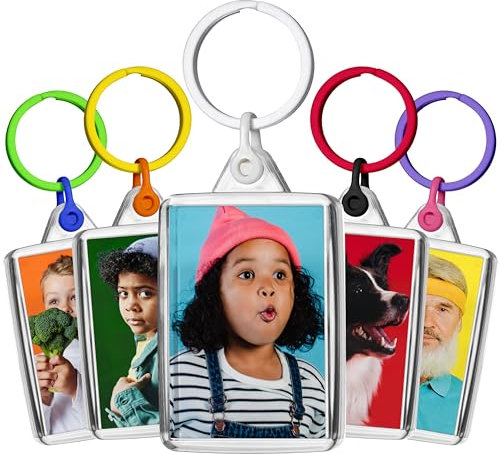Pixly® Personalised Custom Photo Keyring, Key Ring Fob, Customised Picture Key Chain, Medium Keychain, Mix and Match Multi Colours