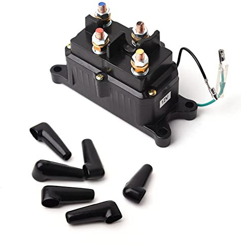 Seilwind Relais,Asudaro 12V 250A Winde Magnet Schütz Wasserdicht Seilwind Relais Magnetschalter Universal Winden Schütz Solenoid Relais Controller für UTV Boot 4x4 Fahrzeuge 1500-5000lbs Winde,Schwarz