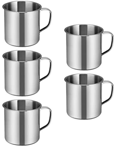 NUOBESTY 5pcs Coffee Mugs Stainless Steel Tea Cups Kids Camping Mugs