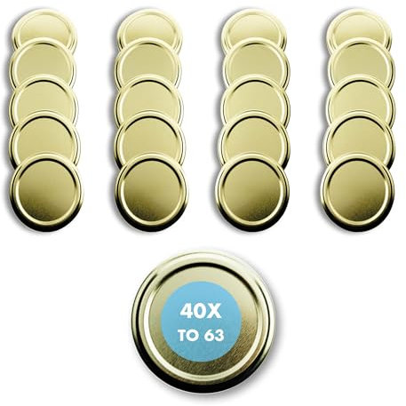 40 Stück Ersatzdeckel TO 63 I Mehrfarbige Twist-Off-Deckel 63 mm I für Gläser zur Aufbewahrung von Bevorratung,Deckel für Einmachgläser. Marmeladegläser, Honiggläser, Feinkostgläser